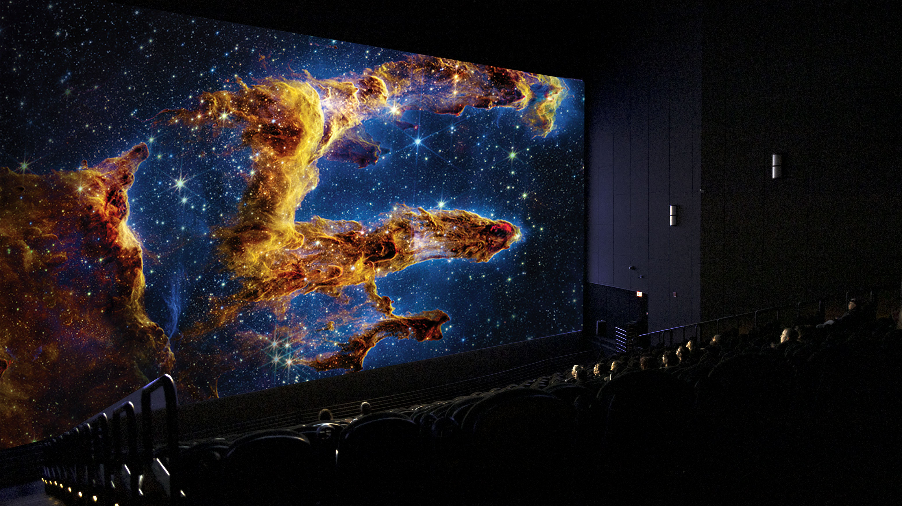 A large explosion in a dark room.