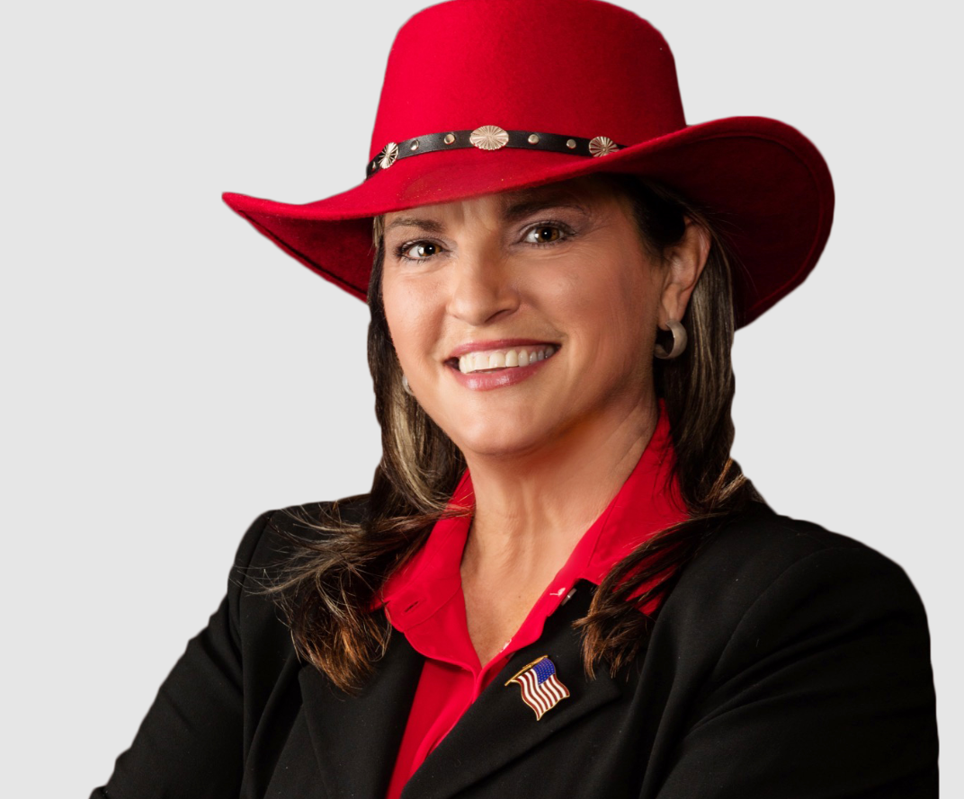 A person wearing a red hat.