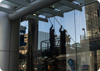 A person standing on a balcony.