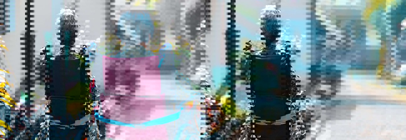 A person riding a bicycle.