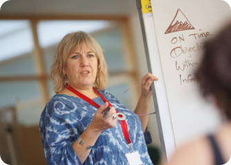 A person holding a marker pen.