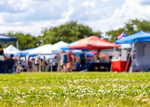 A group of people at an outdoor event.