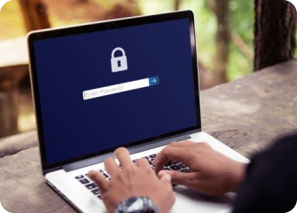 A person using a laptop.