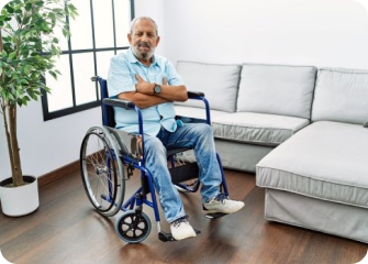 A person sitting in a wheelchair.