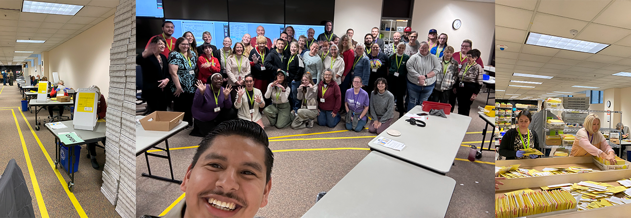 A group of people in a room.