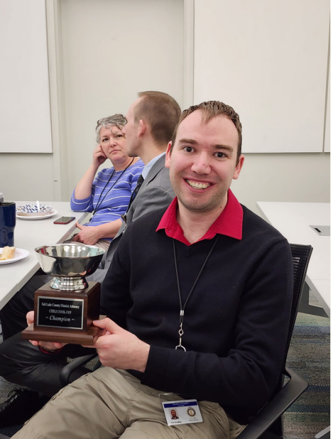 A person sitting at a table.