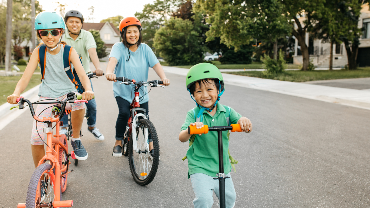 A group of people on bicycles.