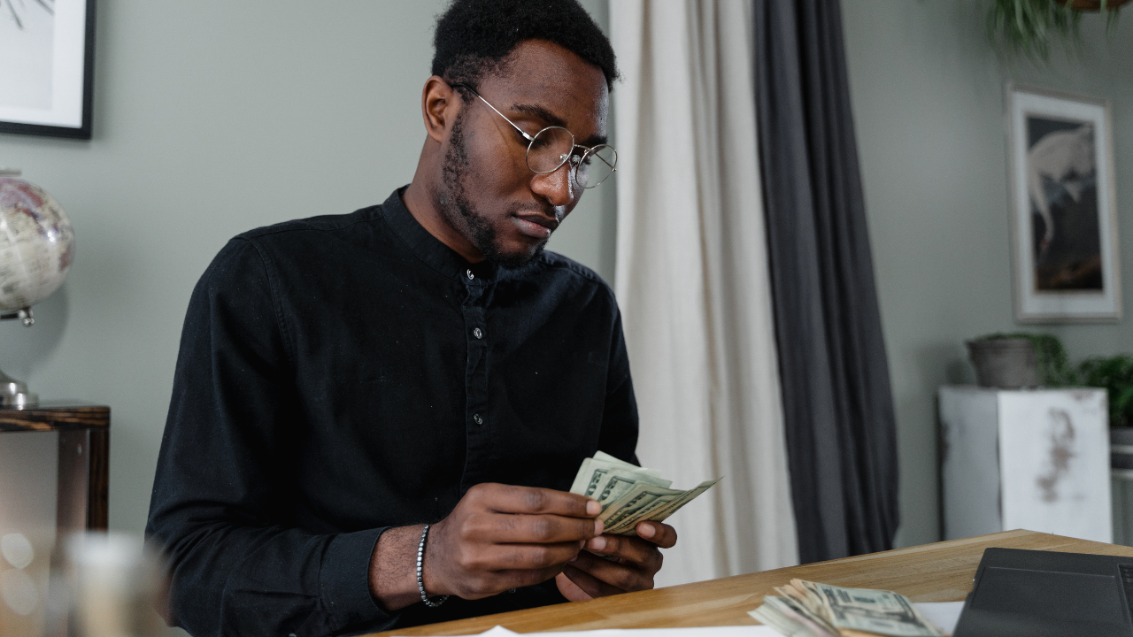 A man reading a book.