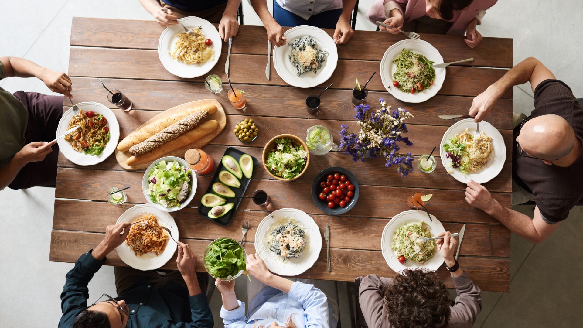 People eating at a table.