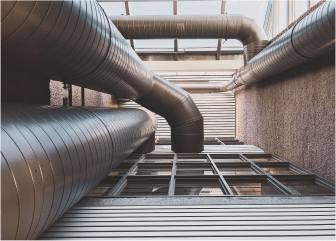 A staircase with metal railings.