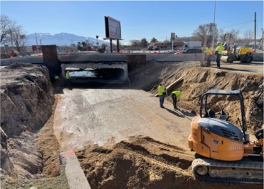 Construction workers at a construction site.