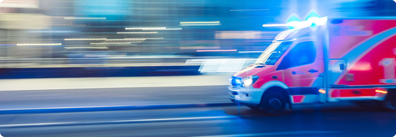 A red and white ambulance.