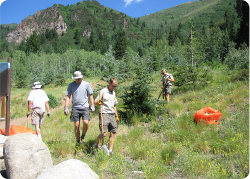 A group of people hiking.