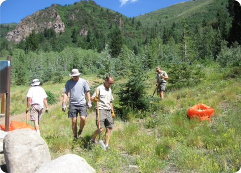 A group of people hiking.
