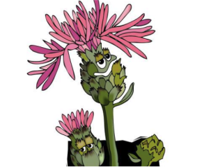 A toy figurine holding a flower.