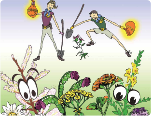 A cartoon of a man and woman.