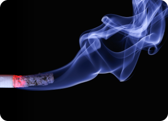 A close-up of a blue and red smoke.