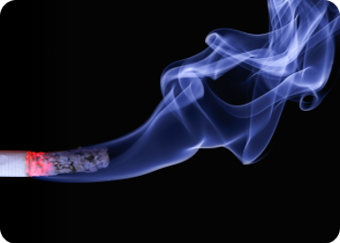 A close-up of a blue and red smoke.