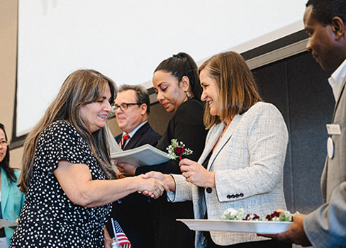 A group of people standing together.