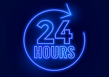 A blue logo with white text.