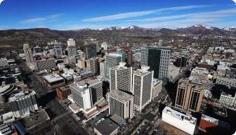 A city with many buildings.