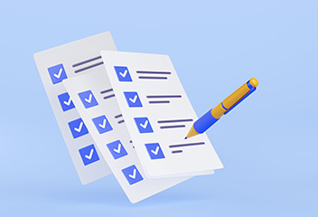 A pencil and a paper.