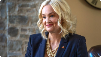 A woman with blonde hair.