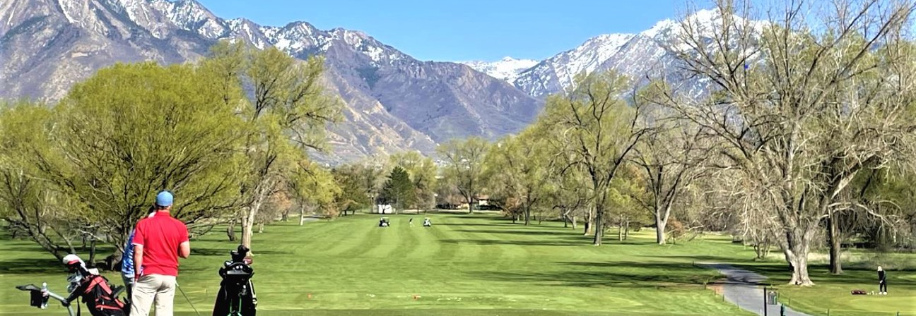 A person playing golf.